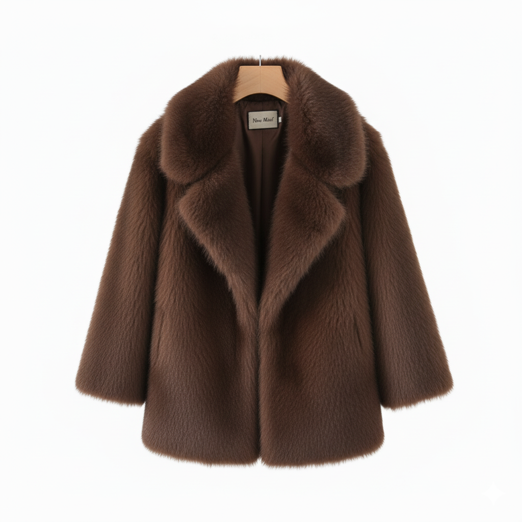 Manteau mi-long en fausse fourrure femme