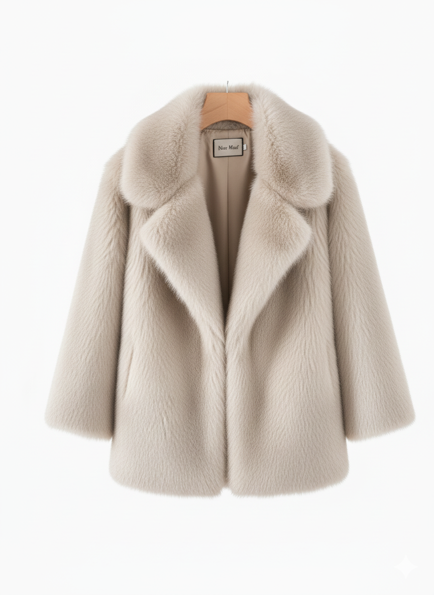 Manteau mi-long en fausse fourrure femme