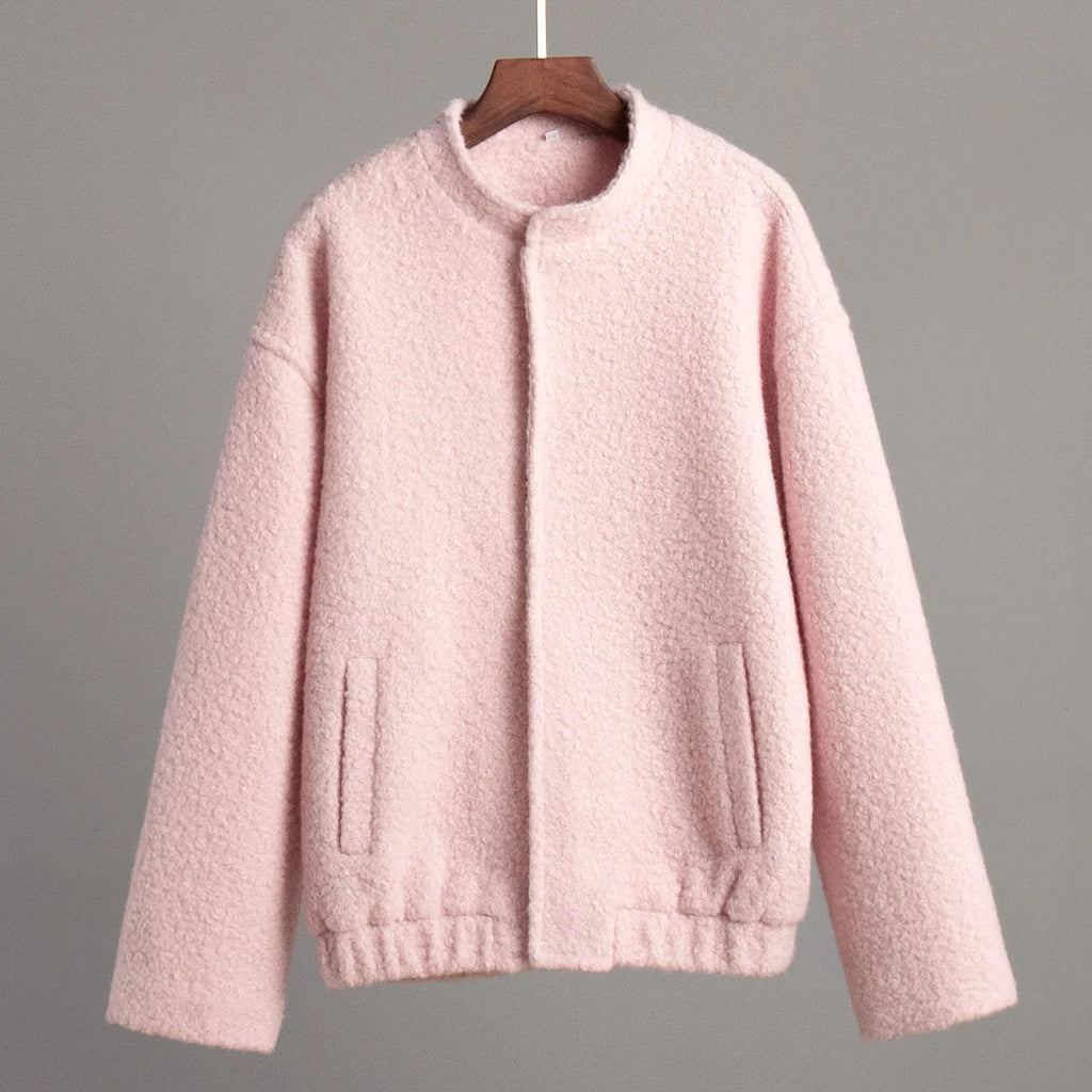 Veste polaire sherpa rose unie – douceur, chaleur et élégance