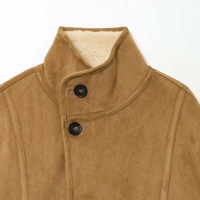 Veste réversible fausse suédine et fourrure