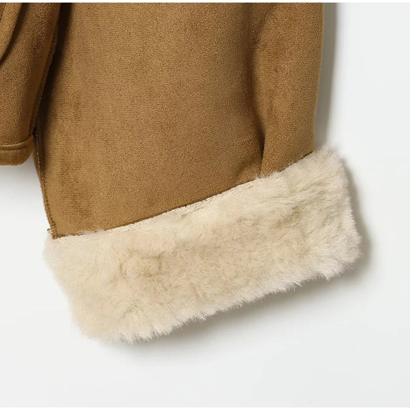 Veste réversible fausse suédine et fourrure