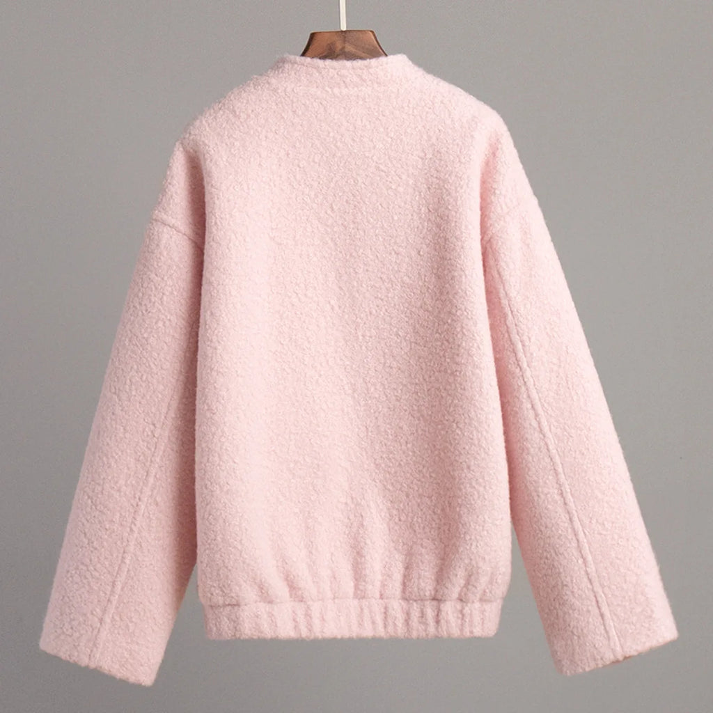 Veste polaire sherpa rose unie – douceur, chaleur et élégance